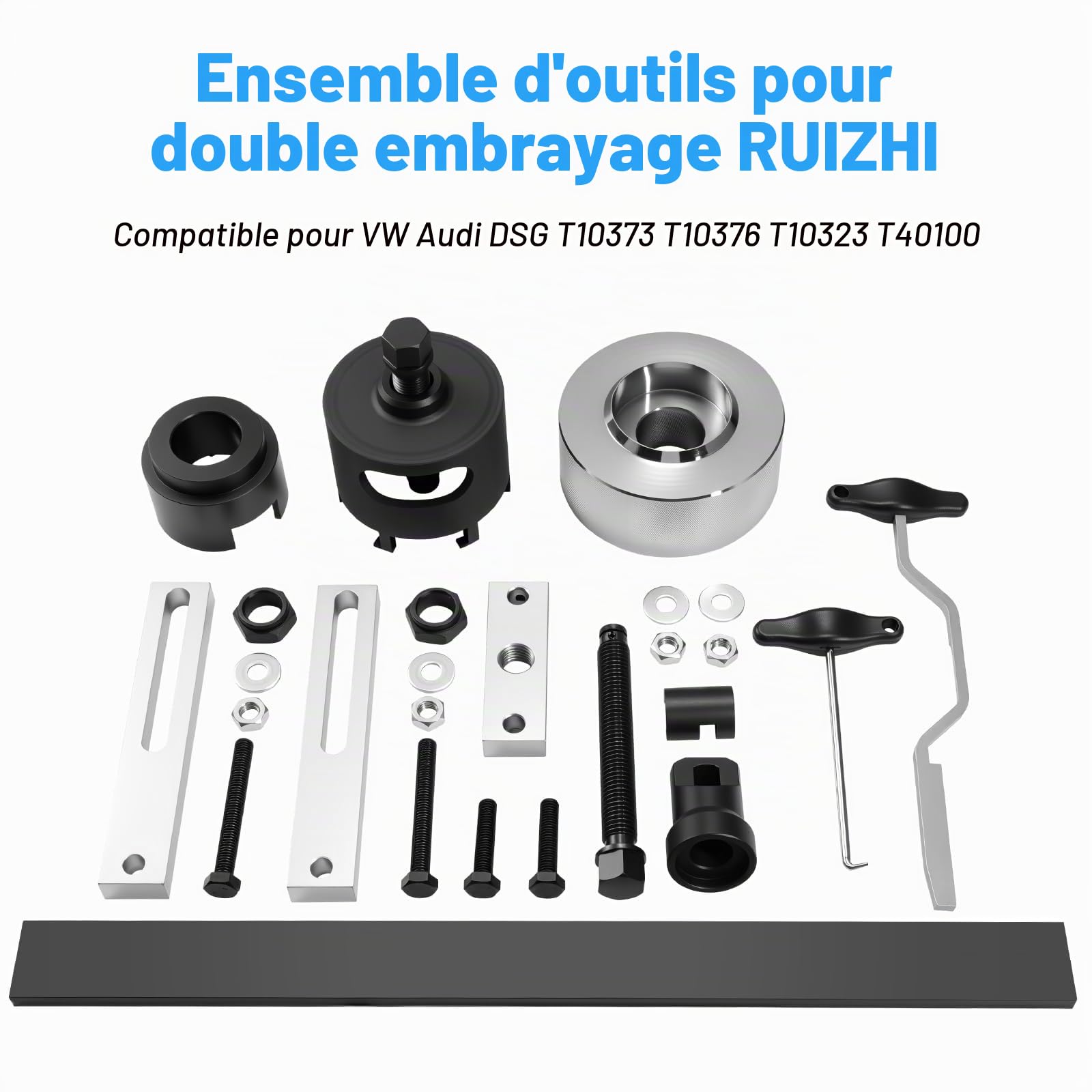 RUIZHI Kit d'outils de transmission à double embrayage compatible avec Audi VAG VW boîte de vitesses DSG 7 vitesses installateur et extracteur d'embrayage, kit d'embrayage T10323 T10373 T40100 T10374
