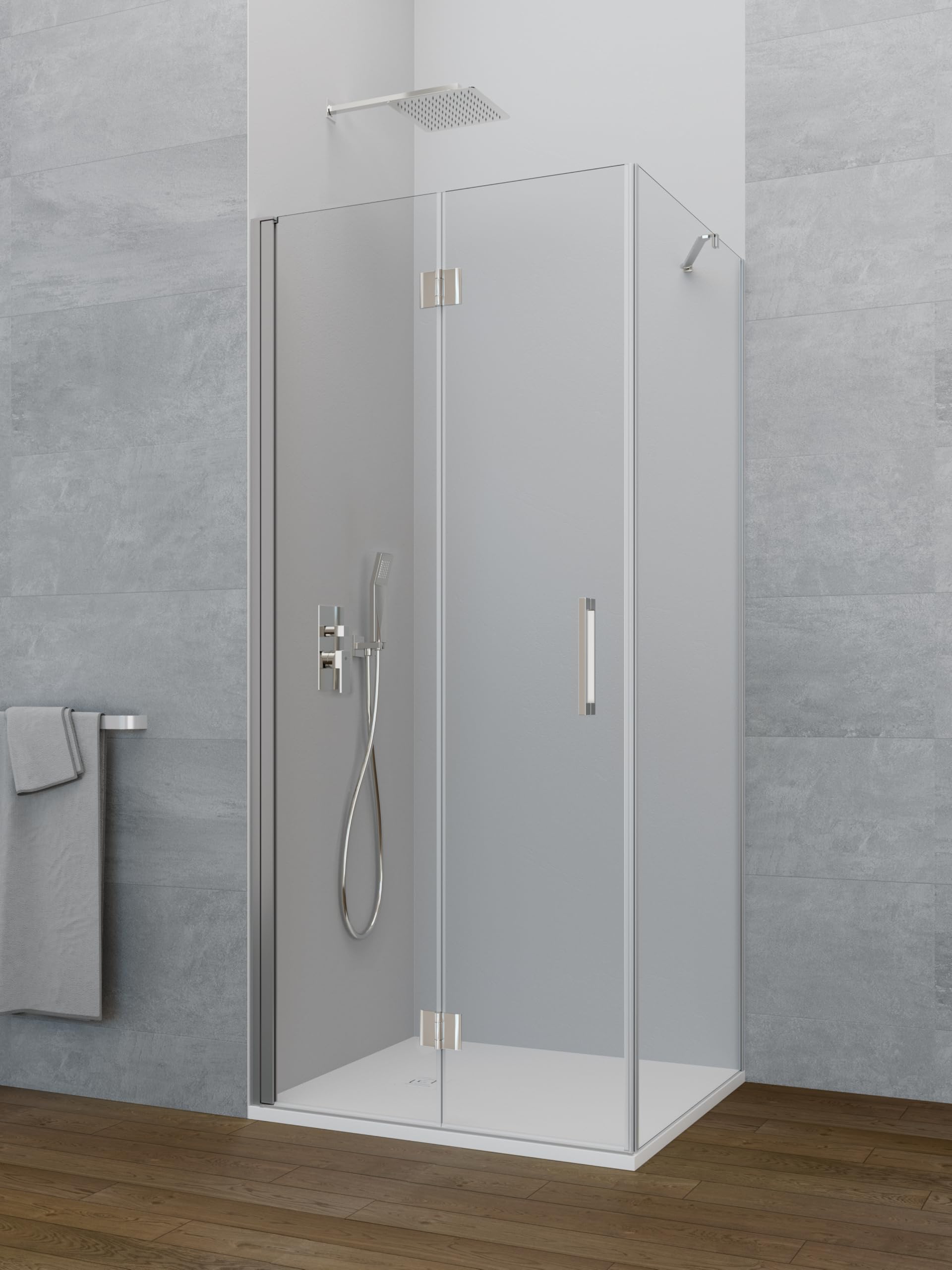 GME - Mampara Ducha Cromo 1 Puerta Corredera Plegable + 70cm Panel Lateral Fijo 100cm | Mampara de Cristal Reversible, Perfilería con Ancho Adaptable, 195cm de Altura y Vidrio con Grosor 6mm
