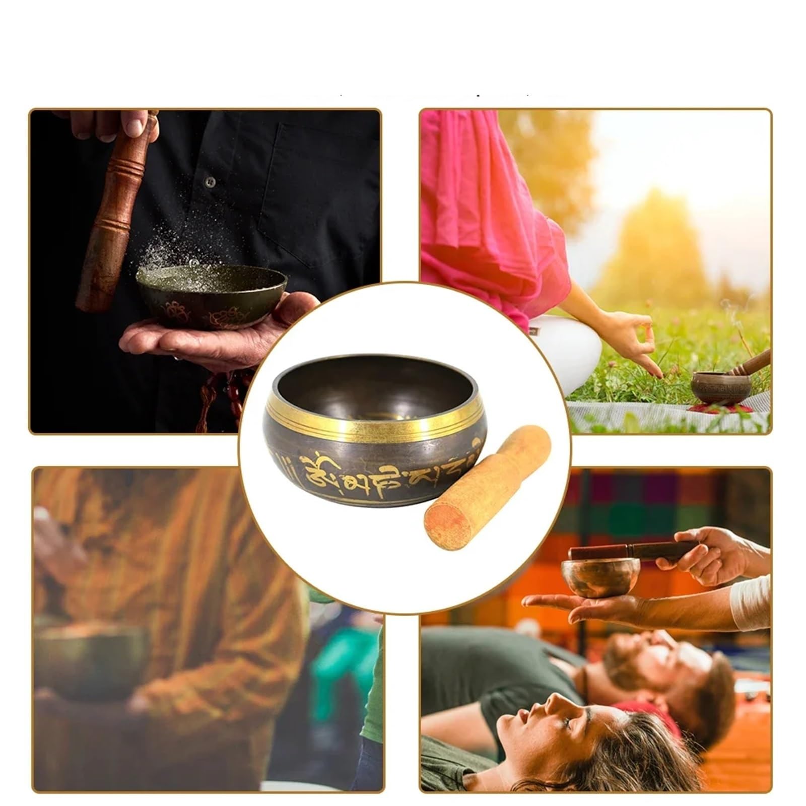 Cuenco para el canto Juego de cuencos tibetanos loto for meditación y yoga, cuenco hecho a mano for relajación, sanación chakras, oración atención plena(8cm)