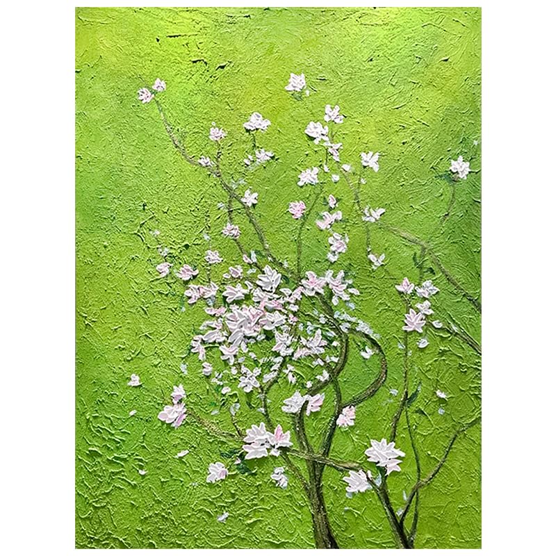 Peinture à l'huile fleurs blanches grand format pour décoration murale