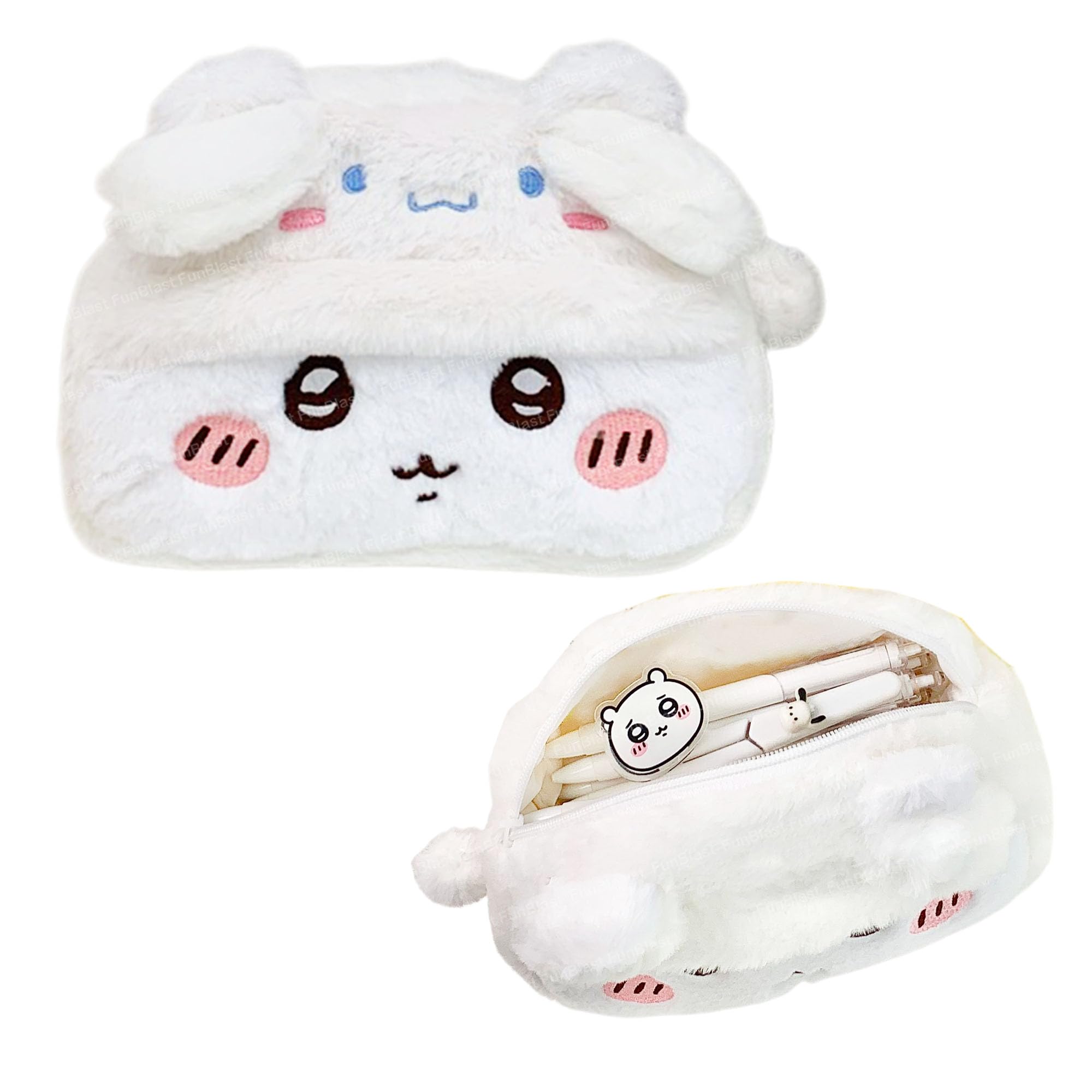 FunBlast Fur Pencil Pouch for Girls – Cute Cartoon Animal Pouch, Multi-Purpose Zipper Pouch for School Kids, Cosmetic Pouch for Girls, Coin Pouch, Travel Pouch, Pouches for School/Office (White)-image-13