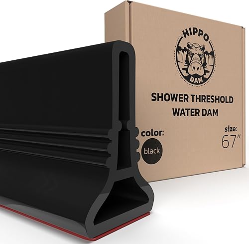 Presa de agua de umbral de ducha de 2 pulgadas de alto y 67 pulgadas, barrera plegable para ducha, barrera de agua para ducha, protección contra