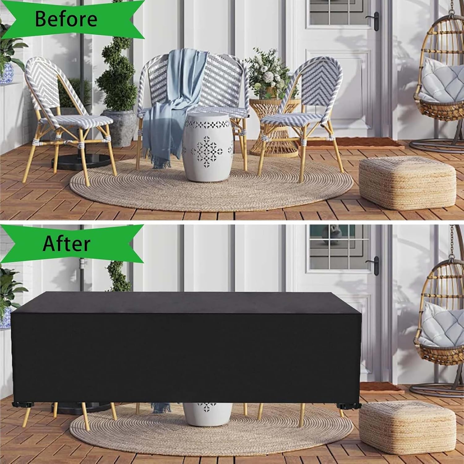 Small Rectangular Table Cover, Waterproof Patio Furniture Cover, Table Protector Cover Weatherproof, Heavy Duty Garden Furniture Covers, 420D Oxford Fabric, for Outdoor Furniture