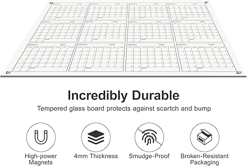 Miniatura 5 de Calendario anual de pizarra blanca magnética, calendario anual de 35 x 47 pulgadas, calendario de pared grande de 35 x 47 pulgadas, pizarra blanca
