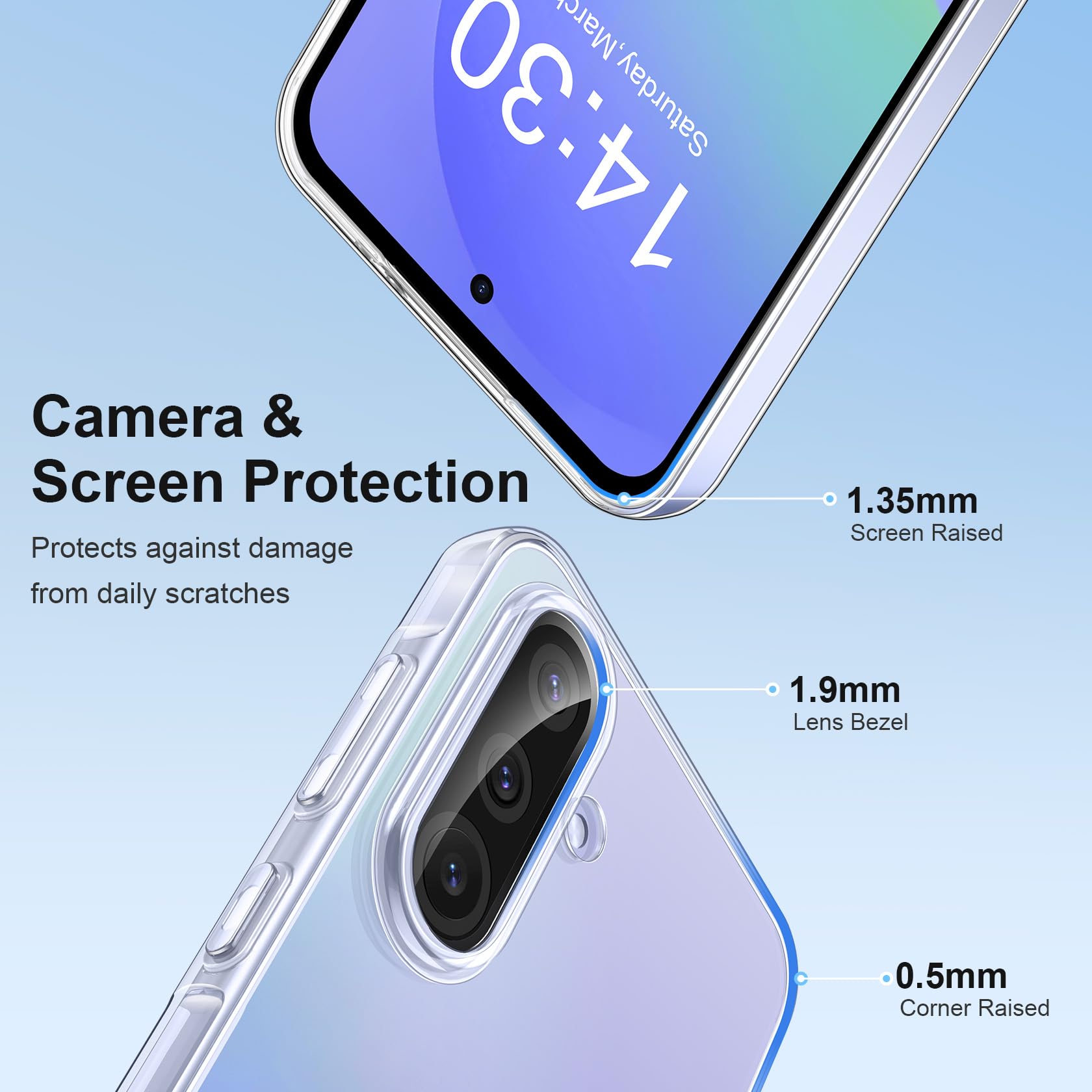 FLLAO Cover Compatibile con Samsung Galaxy A36 5G con 3 Pellicola Vetro Temperato, Custodia Trasparente Ultra Sottile Silicone TPU Morbido Case Protettivo Trasparente