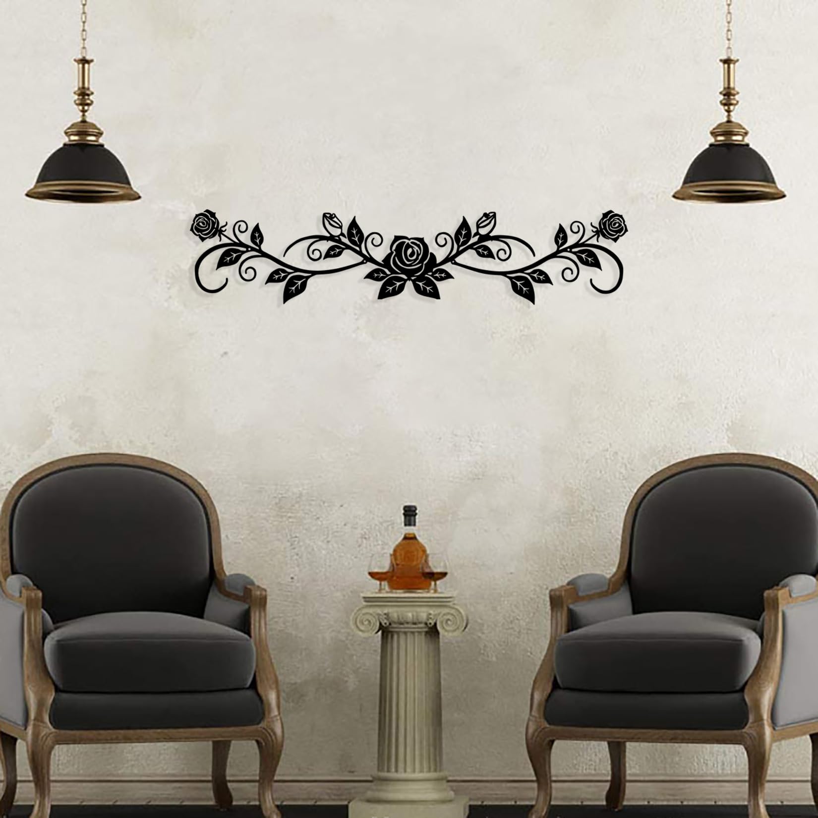 Picfarce Decorazione Floreale Da Parete In Metallo Rosa – 28 Cm, Quadro 3D A Strati, Rustica Per Casa E Giardino - 5