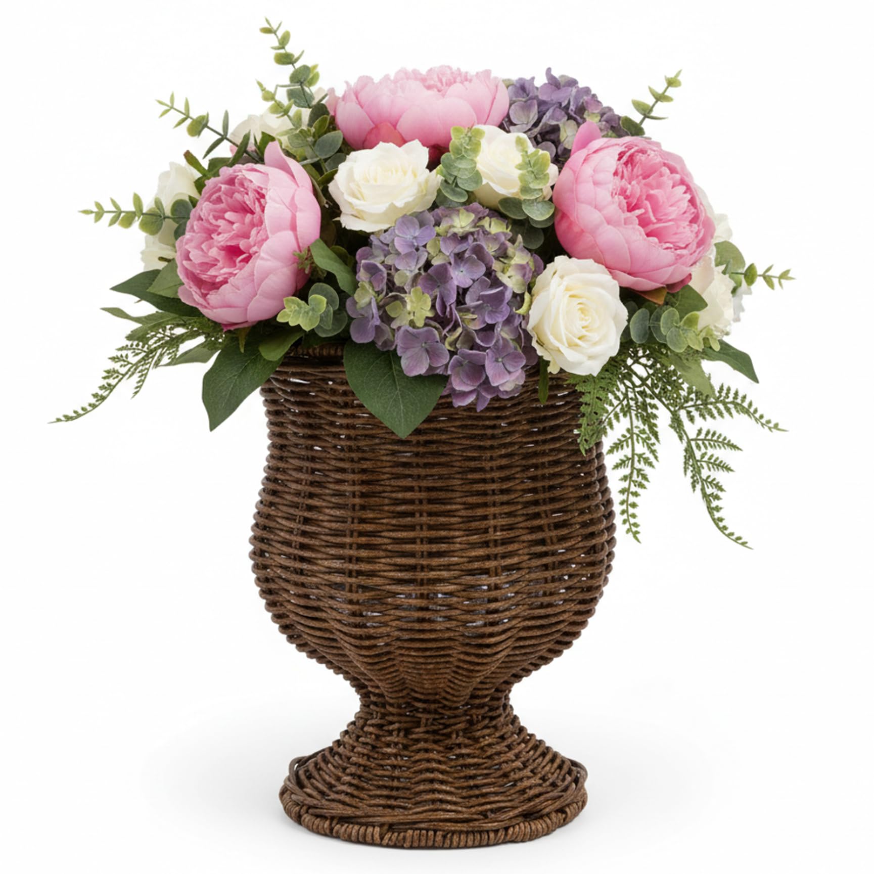 Qoidrfofse Woven Planter, Woven Plant Basket, Rustic Wicker Vase with Removable Liner for Indoor Outdoor Home Decor, Brown, 27x20.5 cm