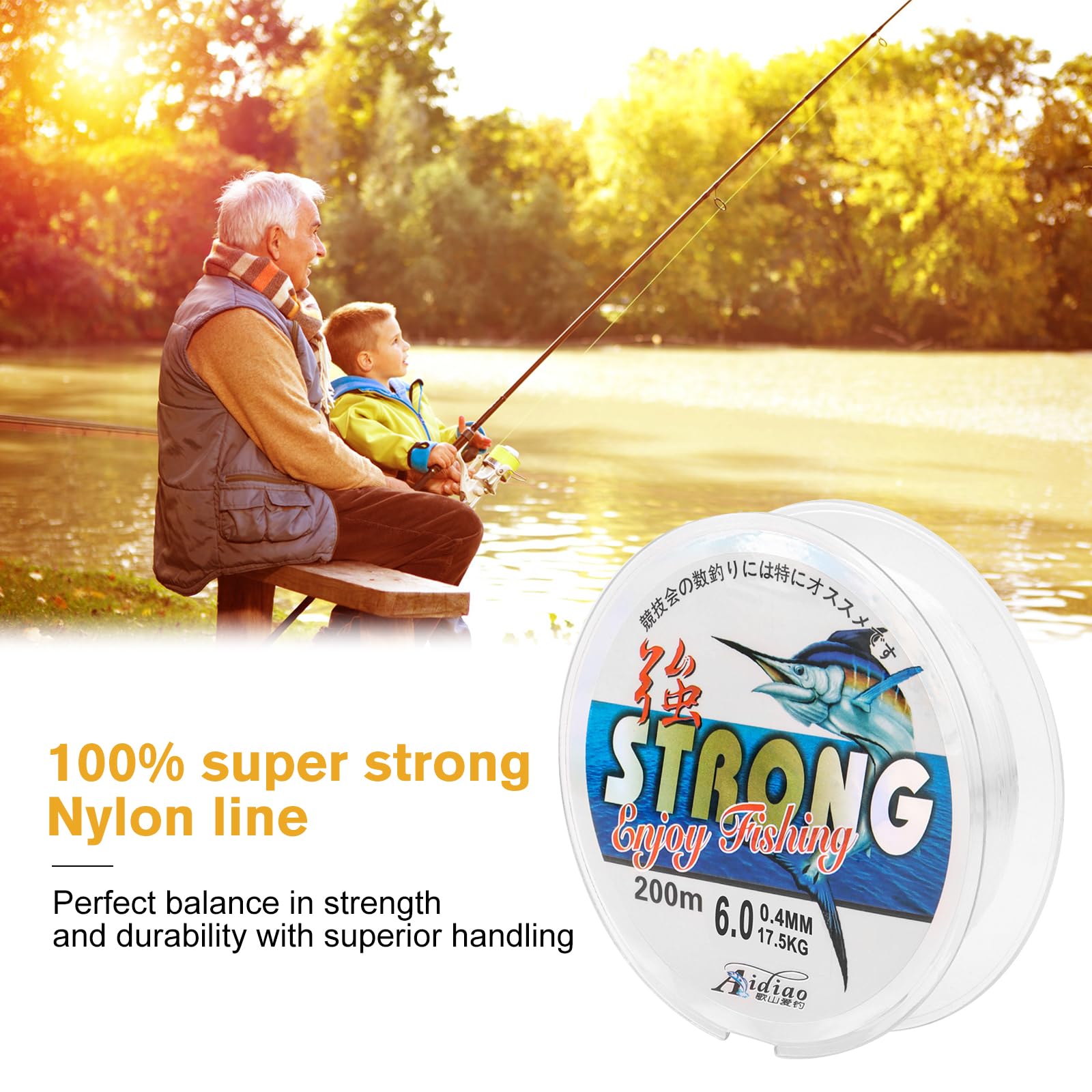 Hilo de Pesca de Nailon de 200 m/0,4mm, monofilamento, Bobina de Pesca, Resistente al desgarro, Fuerte Carga, Hilo de Nailon, Hilo de Pesca Transparente, para Pesca en mar