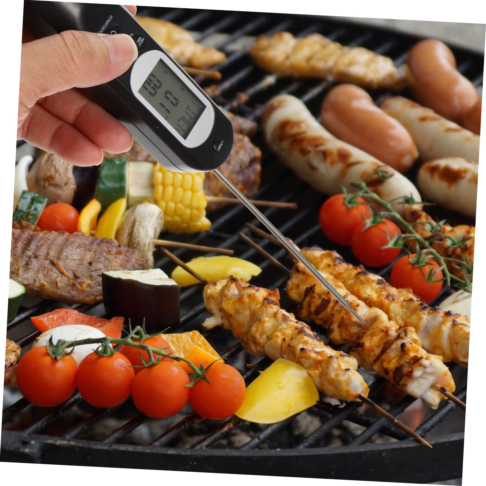 Cabilock Termómetro De Carne Digital Para Barbacoa y Cocina Carga Usb y Alarma De Voz Medidor De Temperatura