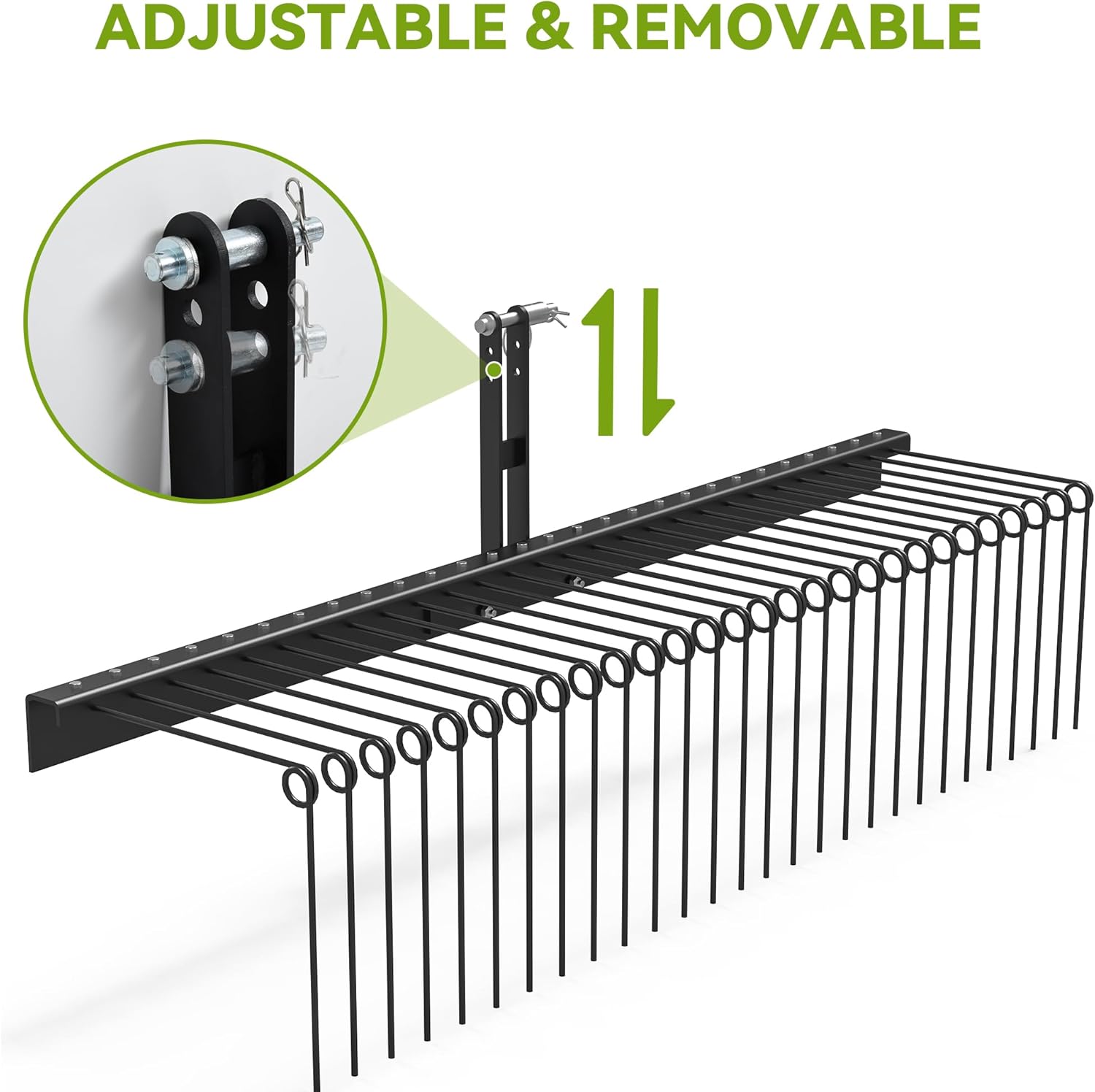 AUTOSAVER88 Heavy Duty Pine Straw Rake for 3 Point Hitch,Landscape Tractor Rake Attachments for Cat1,72,Black