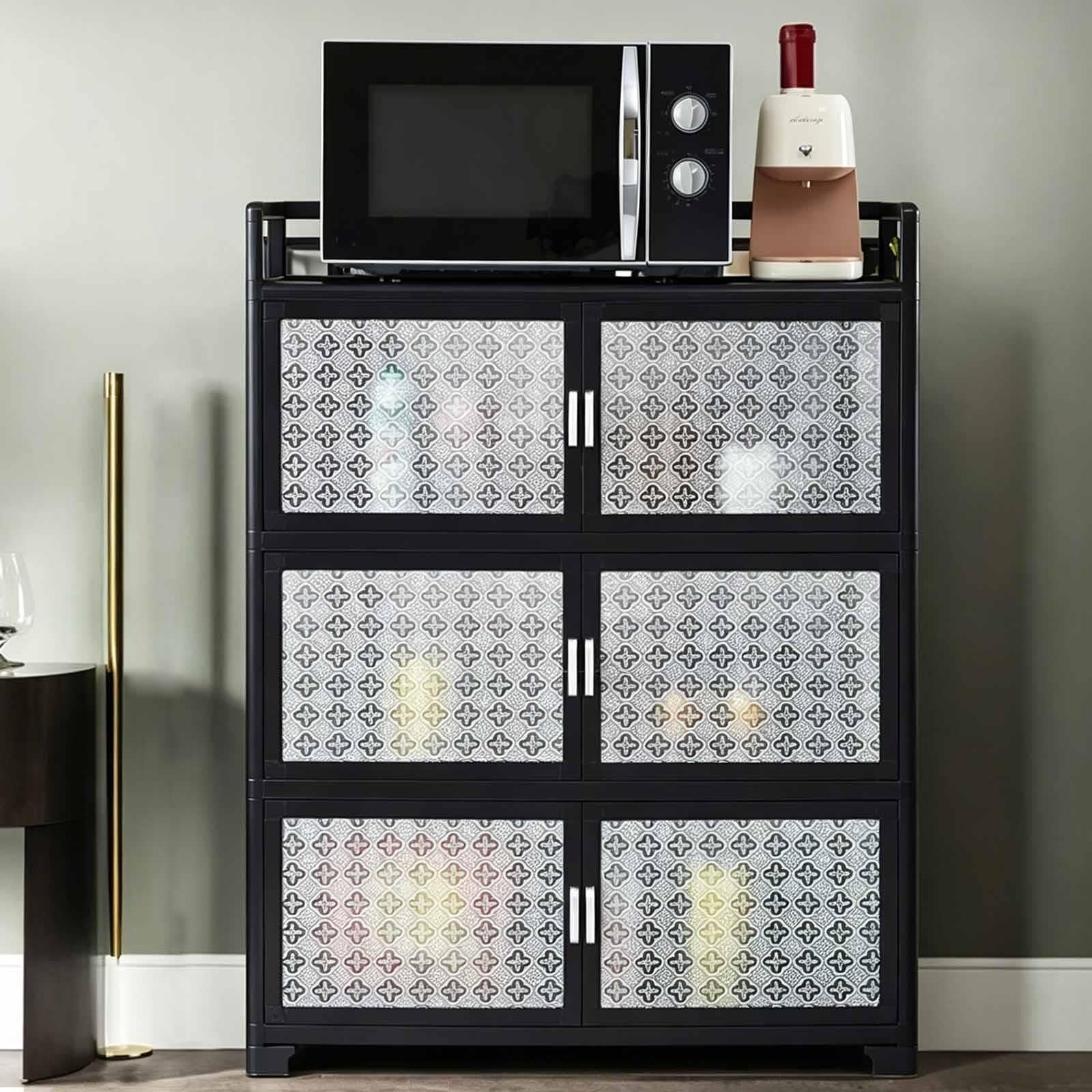 Retro Aluminiowy Kredens ze Szklanymi Drzwiami do Kuchni i Jadalni