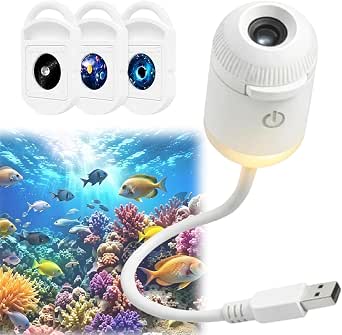 2026 New HD Smart Dynamic 5D Holographic Night Light Projector, Plug and Play HD Star Projector with Projection Films, 360° USB Galaxy & Moon Projectors Light for Bedroom Car Roof，With 3 Films