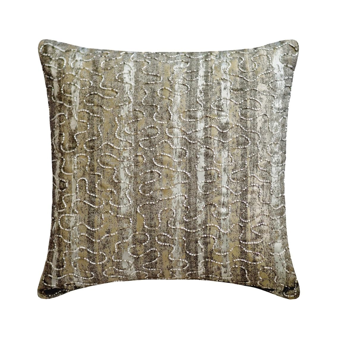 The HomeCentric Silver Pack of 2, 60x60 cm (24"x24") Toss Cushion Cases, Silk Beaded, Abstract & Jacquard Toss Cushion Cases, Abstract Pattern Modern Style - Time To Time Silver — image 1