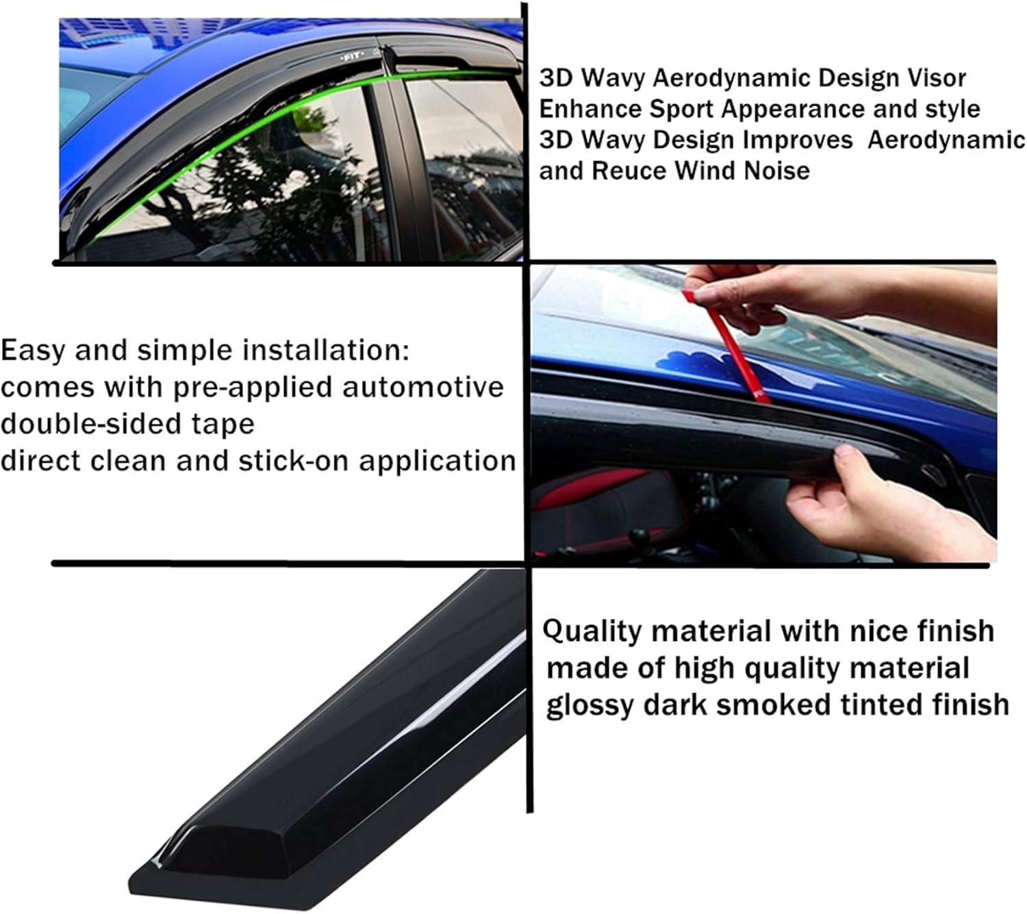 Window Visor Vent Rain Guard Deflector Replacement for Honda Accord 4 Door Sedan 2003 2004 2005 2006 2007