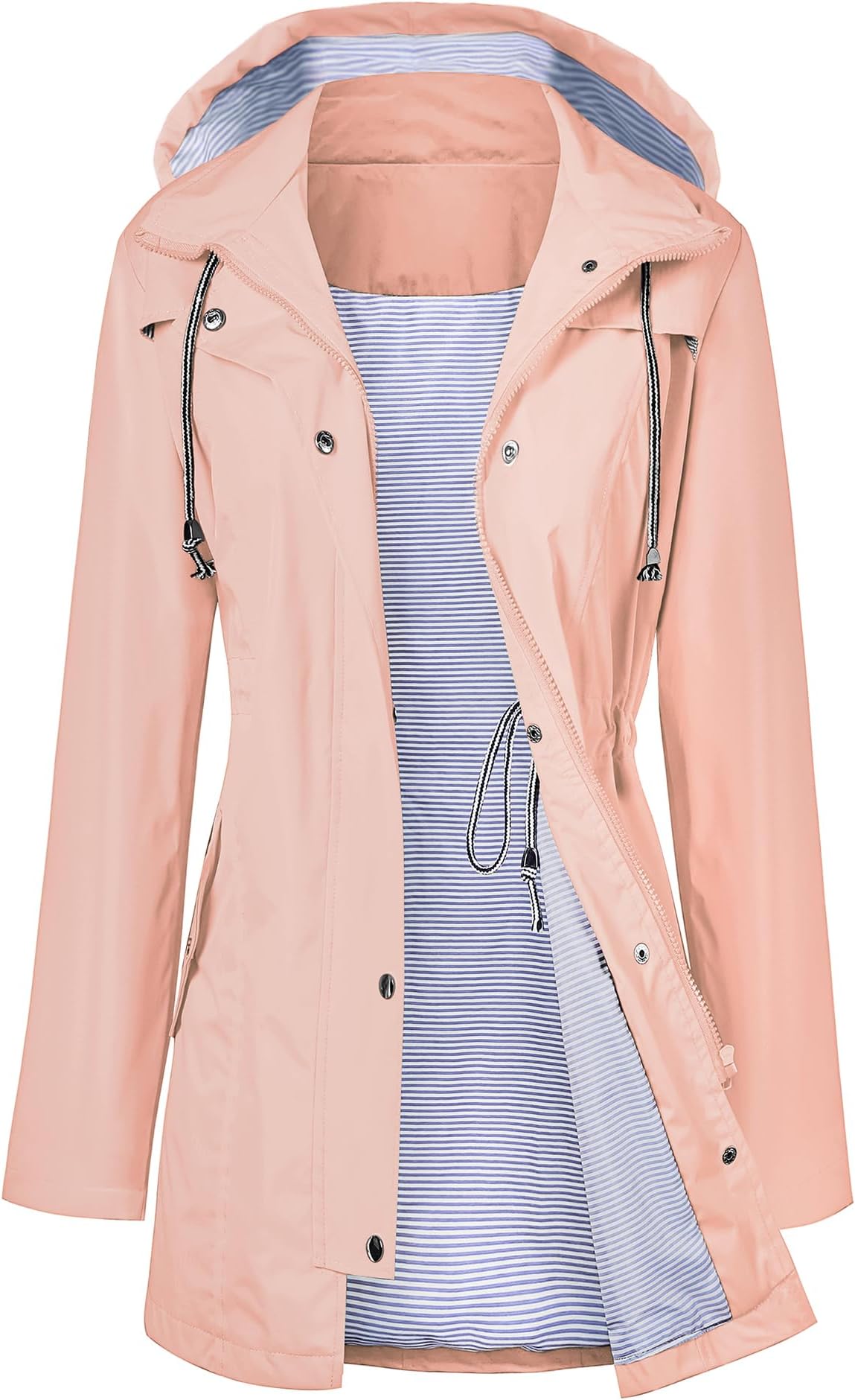 LOMON Raincoat Women Waterproof Long Hooded Trench Coats Lined Windbreaker Travel Jacket S-XXL