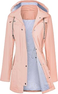 Raincoat Women Waterproof Long Hooded Trench Coats Lined Windbreaker Travel Jacket S-XXL