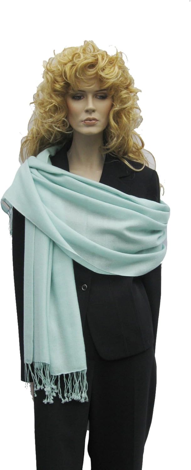 Solid Pashmina Shawl, Scarf, Wrap & Stole (Large size) Celadon Green