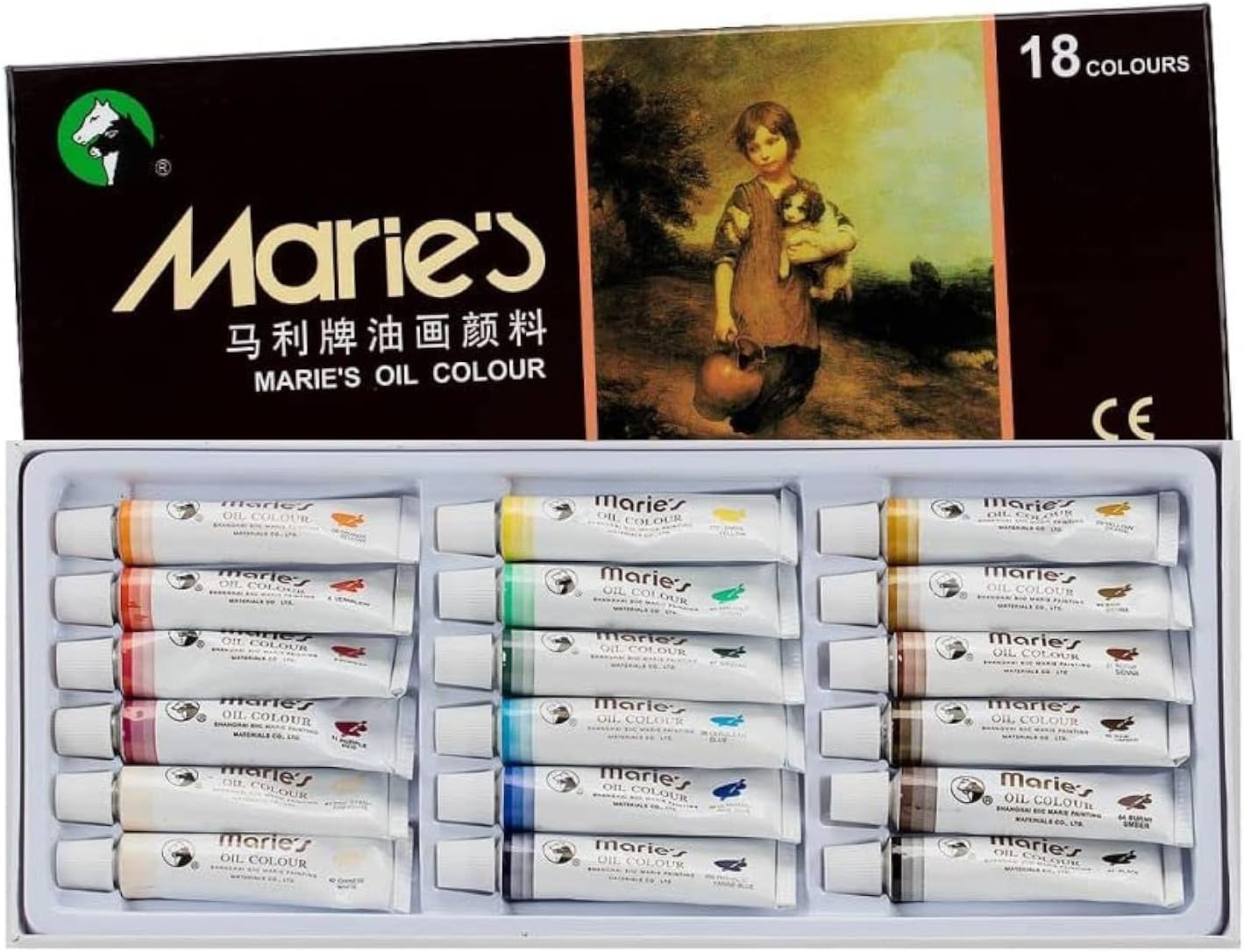 Marie's Extra-Fine Artists' Oil Paint Set, Highly Concentrated Colors - Oil Based Paint Set of 18, 12ml Tubes Vibrant Colors Paint Assortment
