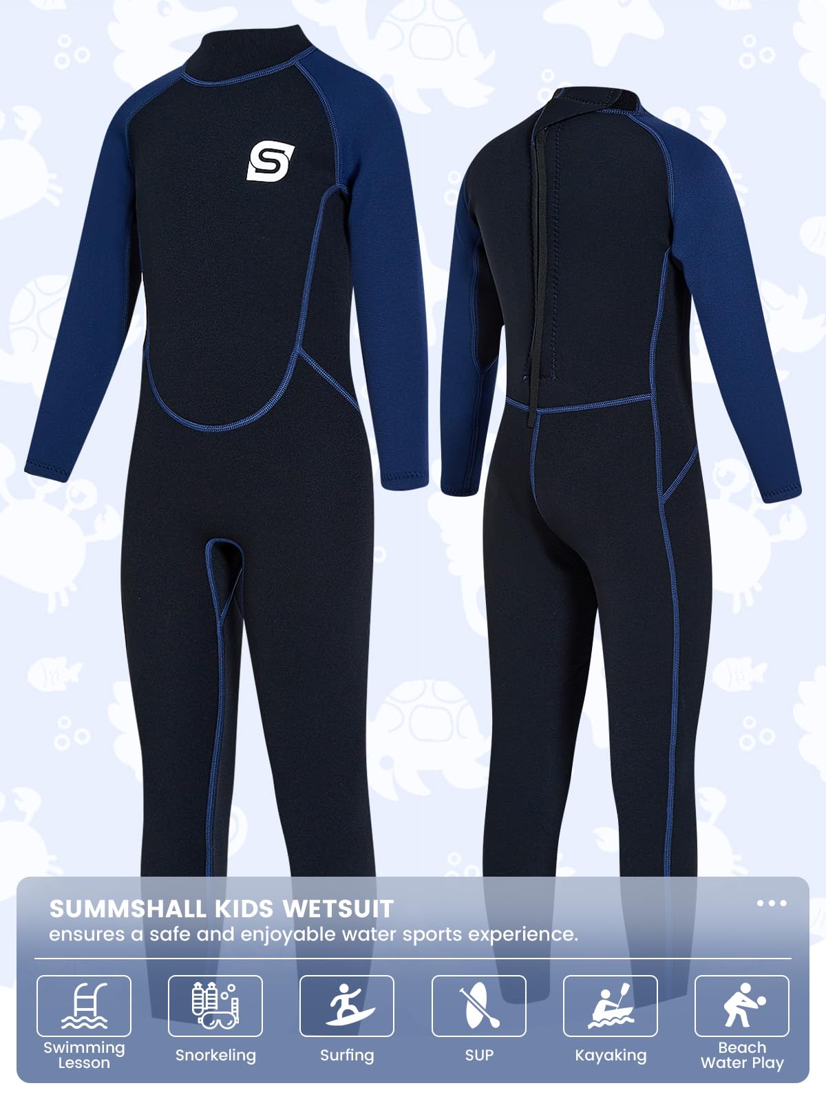 Traje de neopreno para niños y niñas, 2.5 mm con protección UV50+, mantiene el calor, suave y elástico, para natación, esnórquel y surf