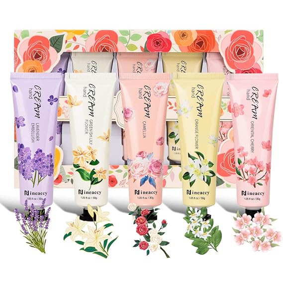 Hand Cream Gift Set - Relieve Extremely Dry Hands, Women's Hand Cream Travel Set, an easy-to-absorb hand cream to relieve dry discomfort after washing your hands. Ideal for holiday gifts.5 x1.0 oz/30ml