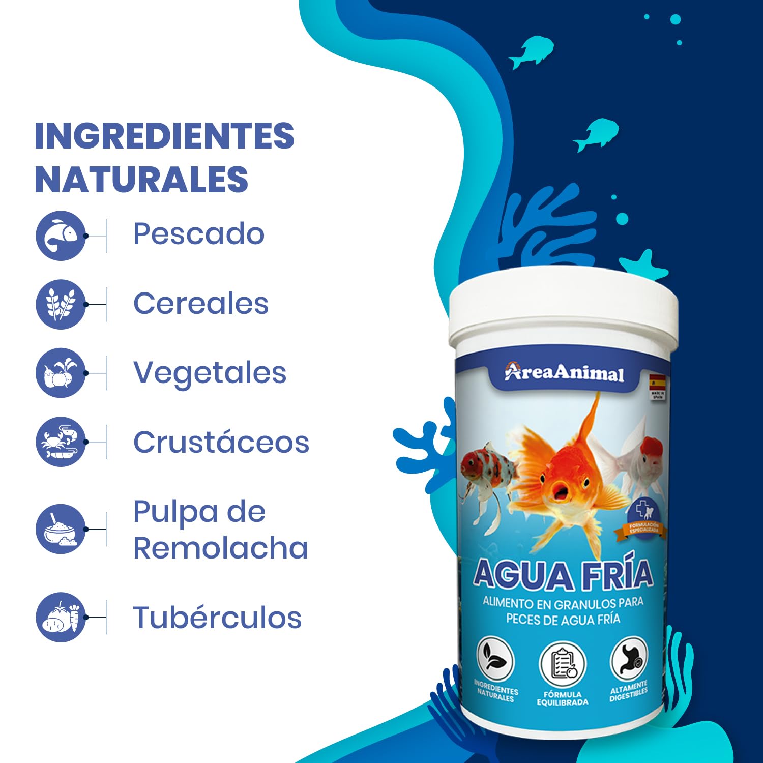Comida Peces Agua Fria, Comida Granulos Peces 120G/250ML, Alimento para Goldfish, Koi y Cualquier Pez de Agua Fría, Fischfutter Enriquecida con Vitaminas y Minerales — view 4