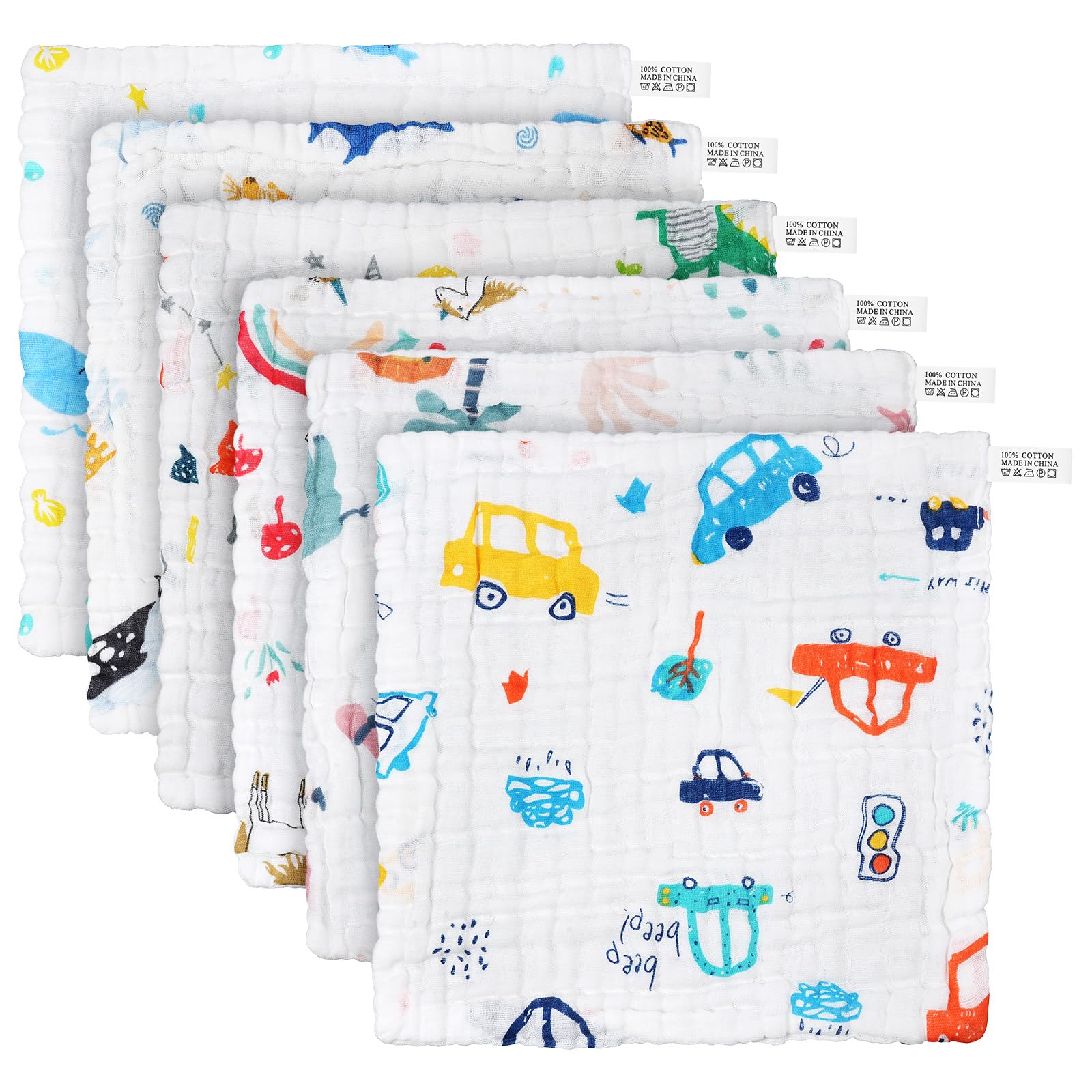 Mussola Neonato 6 Pezzi 30x30cm 100% Cotone Panni Burp Assorbente Traspirante