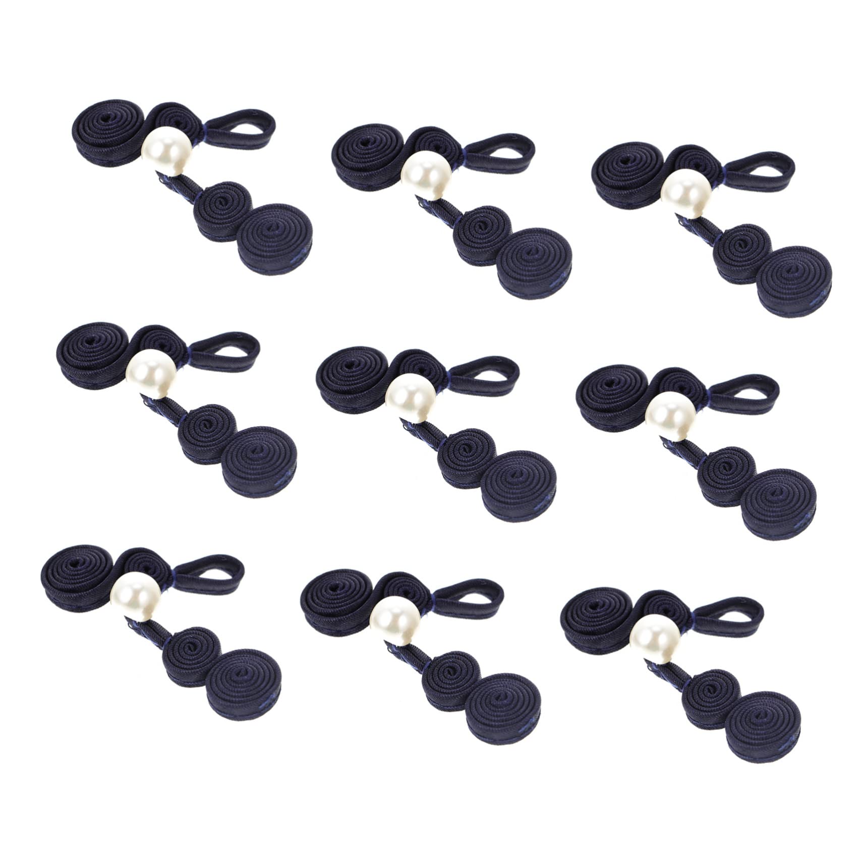 LurroseLurrose 10 Pairs Cheongsam Button Chinese Hanfu Sweater with Pearls Pearl Sweater Chinese Style Button Coat Chinese Cheongsam Knots Knitted Cardigan Sweater Knot Clothing Polyester Vintage