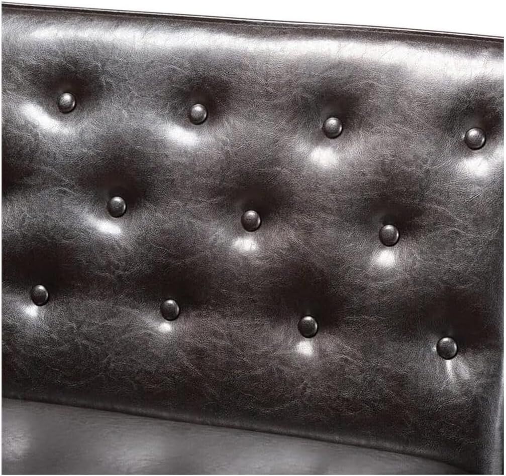 HomeStock Neo-Classical Nostalgia Mid-Century Modern Dark Brown Faux Leather Upholstered and Walnut Brown Finished Wood 2-Piece Dining Banquette Set