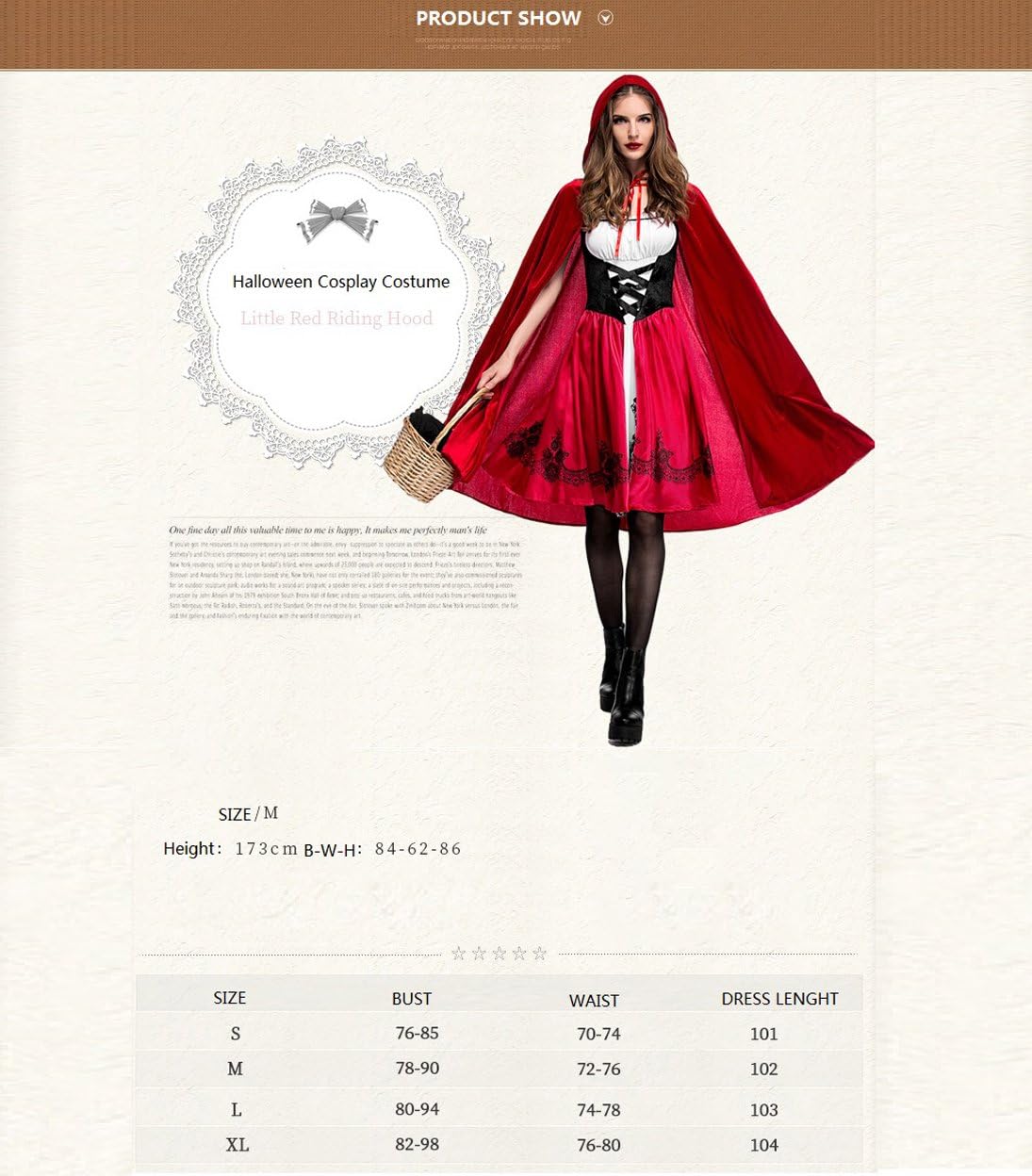 Boleyn Women’s Little Red Riding Hood Costume Halloween Fancy Party Dress - Image 2