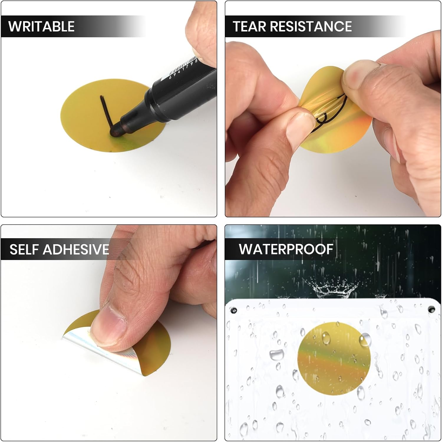 Gold Circle Thermal Labels Vinyl 1.5 Inch Self-Adhesive Round Glitter Stickers Roll Waterproof Printer Decals Name Tag for QR Code DIY Office Address 200 PCS - Image 9