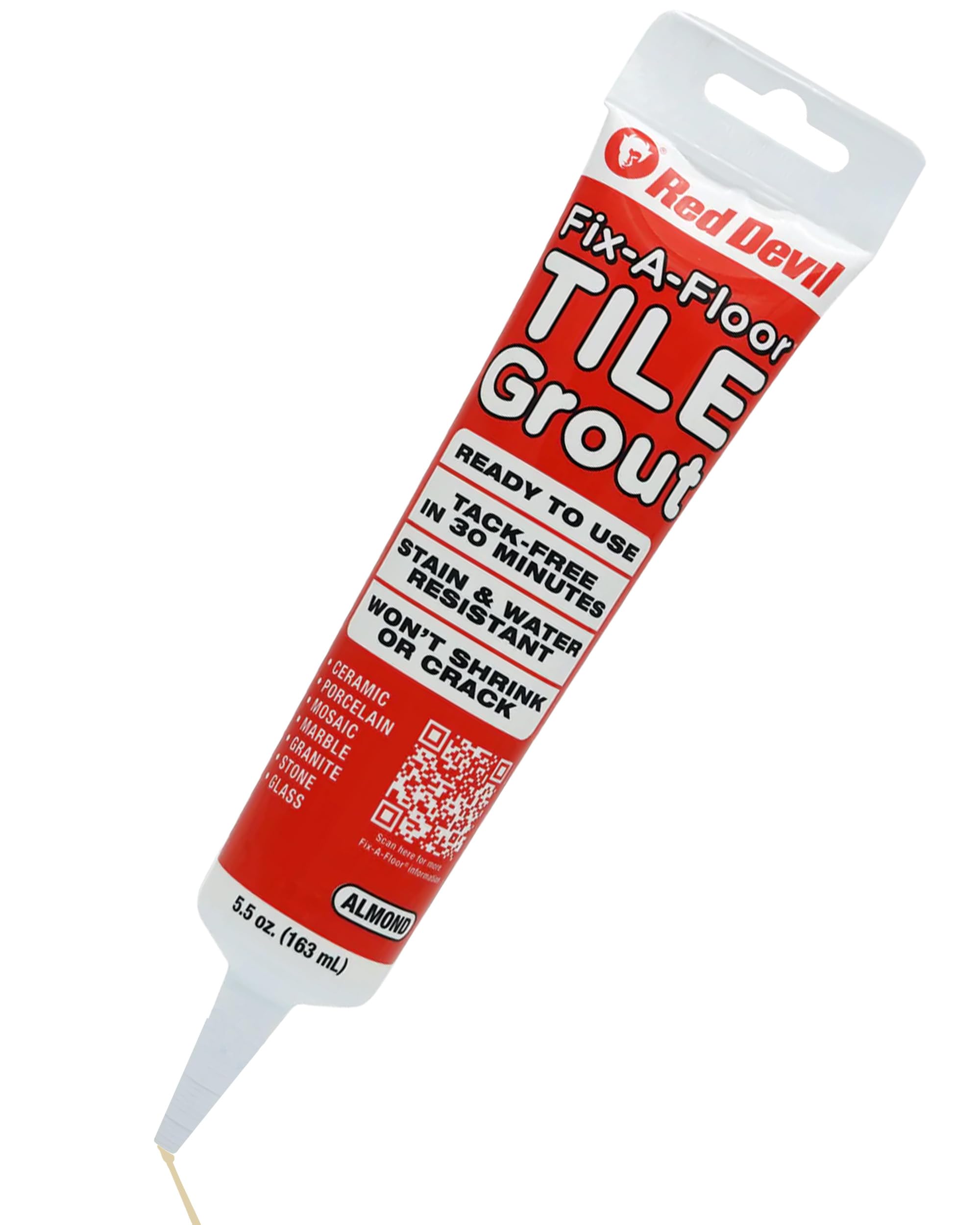 Fix-A-Floor Almond Tile Grout Reviver – Grout Repair for Cracks, Holes & Gaps – Pre-Mixed, Mildew-Resistant, Shrink & Crack-Proof Formula – 163ml Squeeze Tube