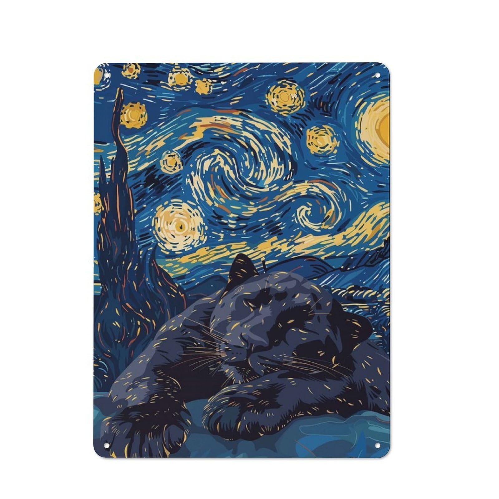 Junmoney Panther In Starry Night Style Rustic Metal Sign 40X30cm For Lounge Or Reading Corner, For Reading Corner Decorators