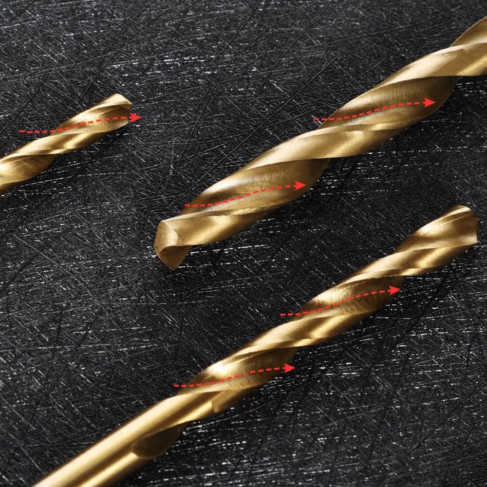 13pcs M35 cobalto Twist Drill Bit Set Round Shank Legno Trapano, Oro, 13pcs