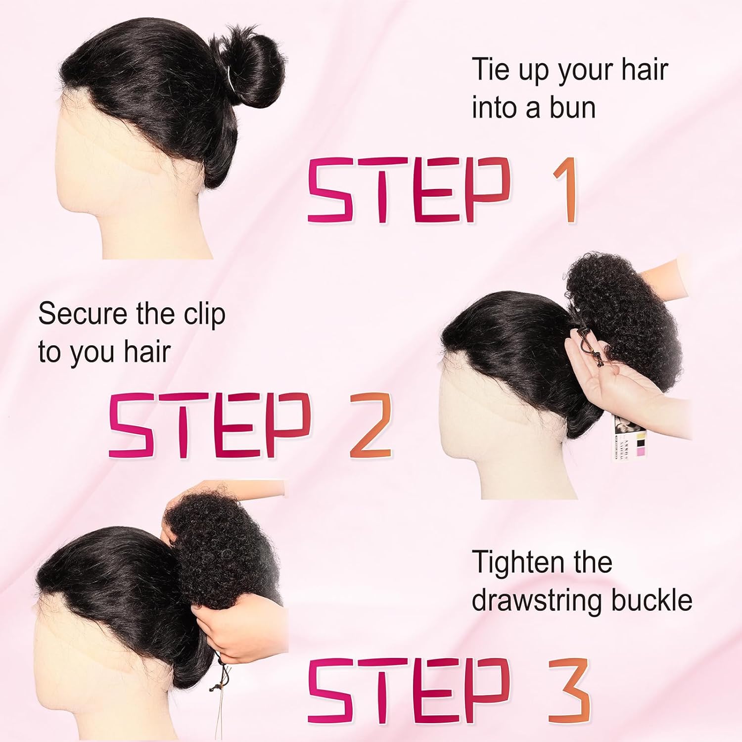 Afro Puff Ponytail Drawstring Extensions Wigs Real Human Hair for Girls Women, Natural Black Virgin Hair 8 Inch Afro Puff Hair Extensions Clip On Kinky Drawstring Curly Ponytail Bun Hairpiece Wigs