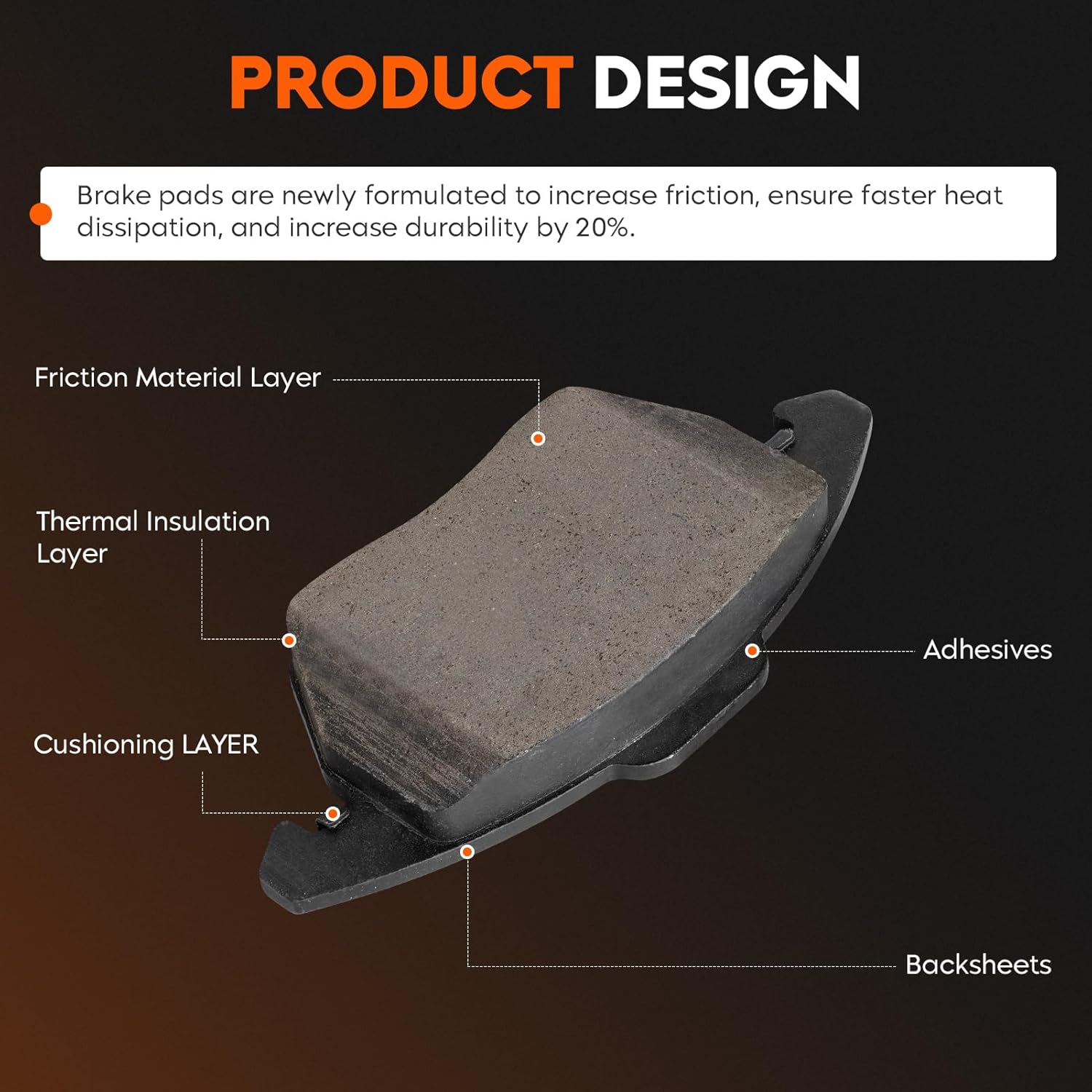 Front Ceramic Brake Pads for VW Passat 06-10, for Beetle 12-19, for Jetta for CC 09-17, for EOS 07-16, for Golf 10-14, for GTI 06-14, for Rabbit, for Audi A3 / A3 Quattro 06-13, TT, TT Quattro 4PCS