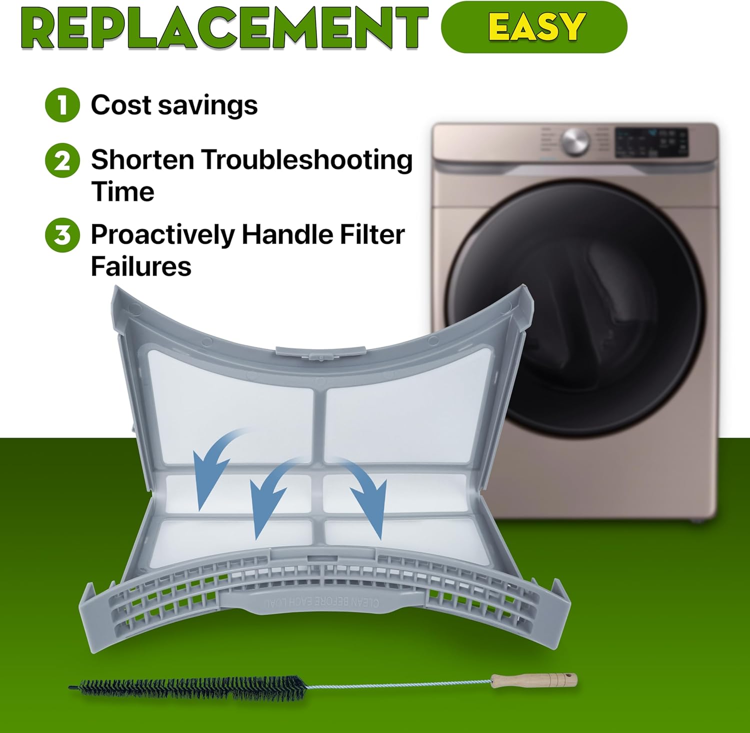 Dryer Lint Filter Screen Replacement For Samsung DVE45R6100C DVE45R6100P DVE45R6100V DVE45R6100W DVE45R6300C DVE45R6300V DVE45R6300W DVE45T6000P DVE45T6000W Dryer