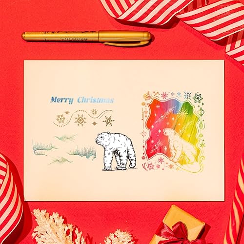 Miniatura 6 de PH PandaHall Sellos transparentes de oso polar para hacer tarjetas, sello de goma de copo de nieve, sello de silicona Aurora, sellos transparentes