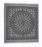 Kimbatex Pareo Multiusos XXL para Playa y hogar, 210 x 240 cm, 100% algodón. Ideal como Pareo Playa, Cubre sofá, Cubre Camas, Tapiz... (Elefantes Circulos)