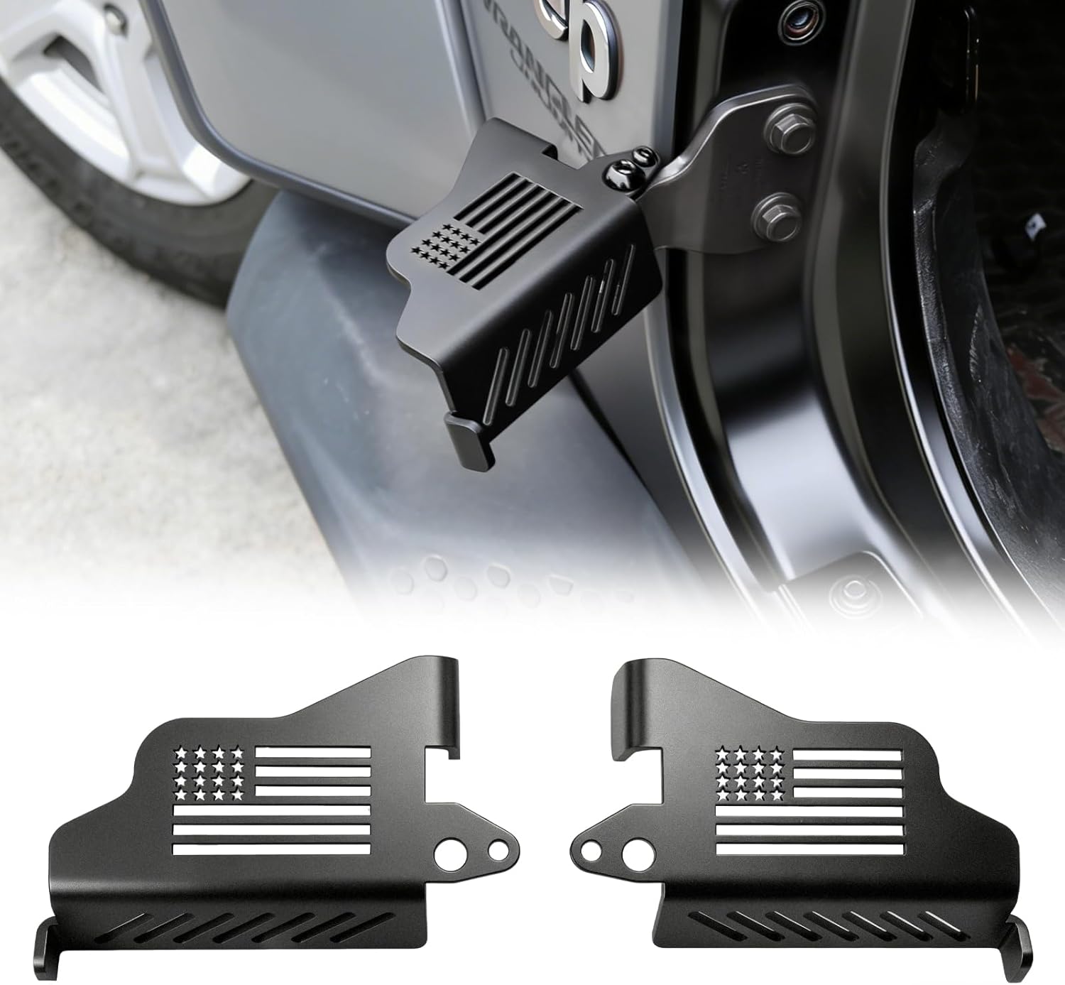 Foot Pegs for Jeep Wrangler, Exterior Accessories Door Hinge Foot Pegs Foot Rest Pedal, Metal Kick Panel Fit for Jeep Wrangler JK JL & Gladiator JT 2007-2026, US Flag (2 PCS)