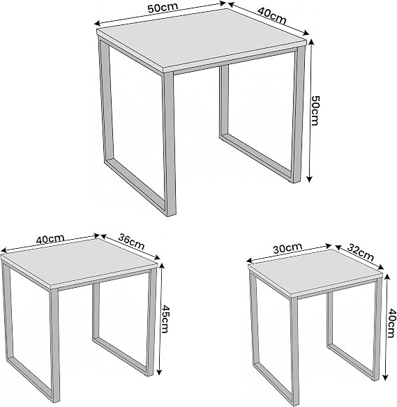 Blisswood Nesting Table Set of 3, Industrial Nest of Tables with Metal Frame, Stackable Sofa Side End Tables for Living Room Bedroom, Space Saving Coffee Table for Small Spaces, Rustic