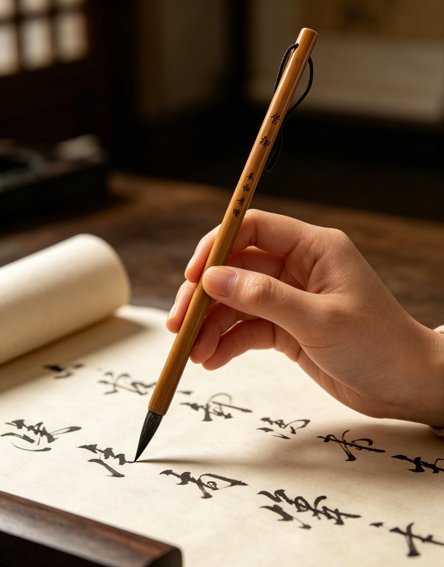 Amazon.co.jp: 春和景明 書道 筆～中筆 竹軸 名前書き用筆 習字筆
