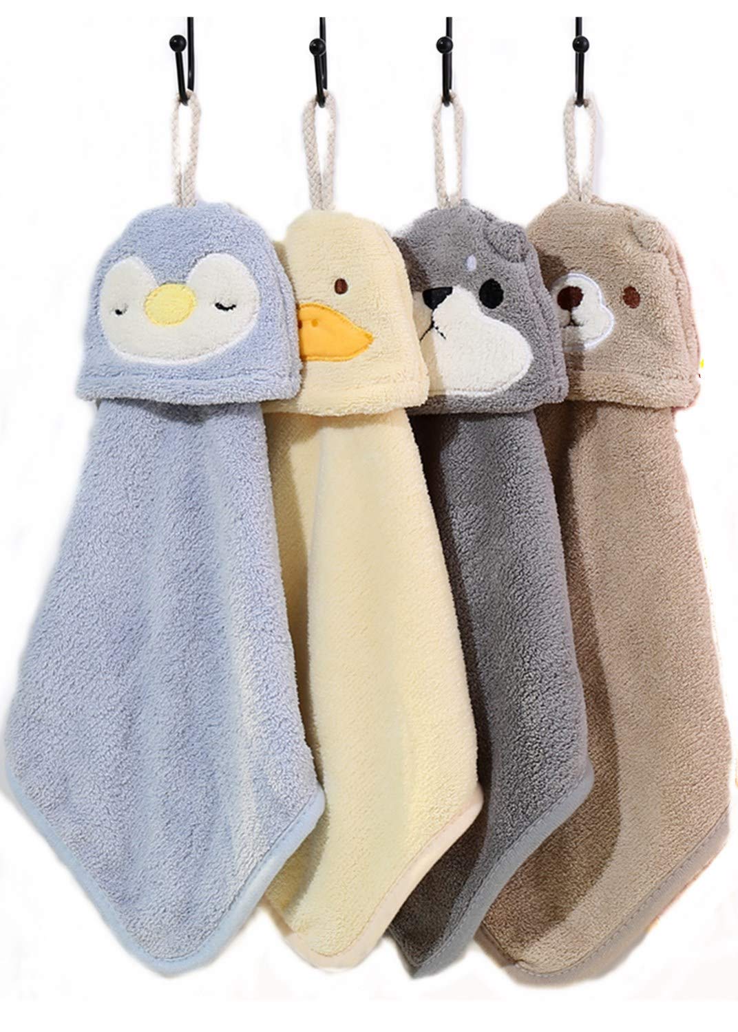 Set 4 Asciugamani Bambini Microfibra - Con Gancio, 30x30 Cm, Assorbenti