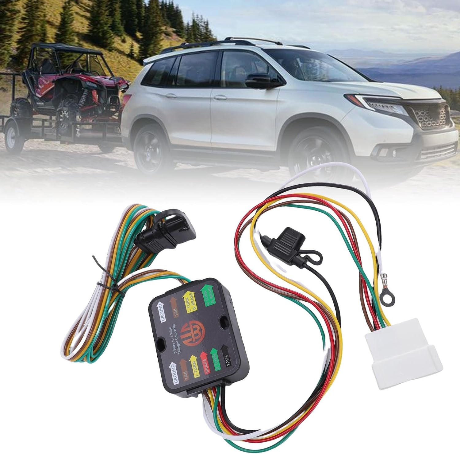 aqxreight 4 Pin Trailer Wiring Harness, T Connector Vehicle Side Towing Hitch Harness Replacement for Passport 2019 2025, with Abrasion Proof Metal and Rubber, for Trailers RVs and Boats