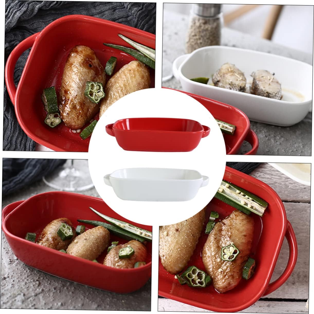 2pcs Baking Tray Ceramic Bakeware for Cheesecakes Bread and Hot Dishes High-temperature Resistant Easy to Clean for Home Baking