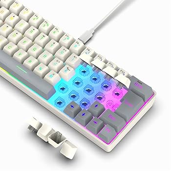 ホワイトメカニカルキーボード 青色バックライト Amazon | ZDawnn レトロパンクタイプライタースタイルのゲーミング