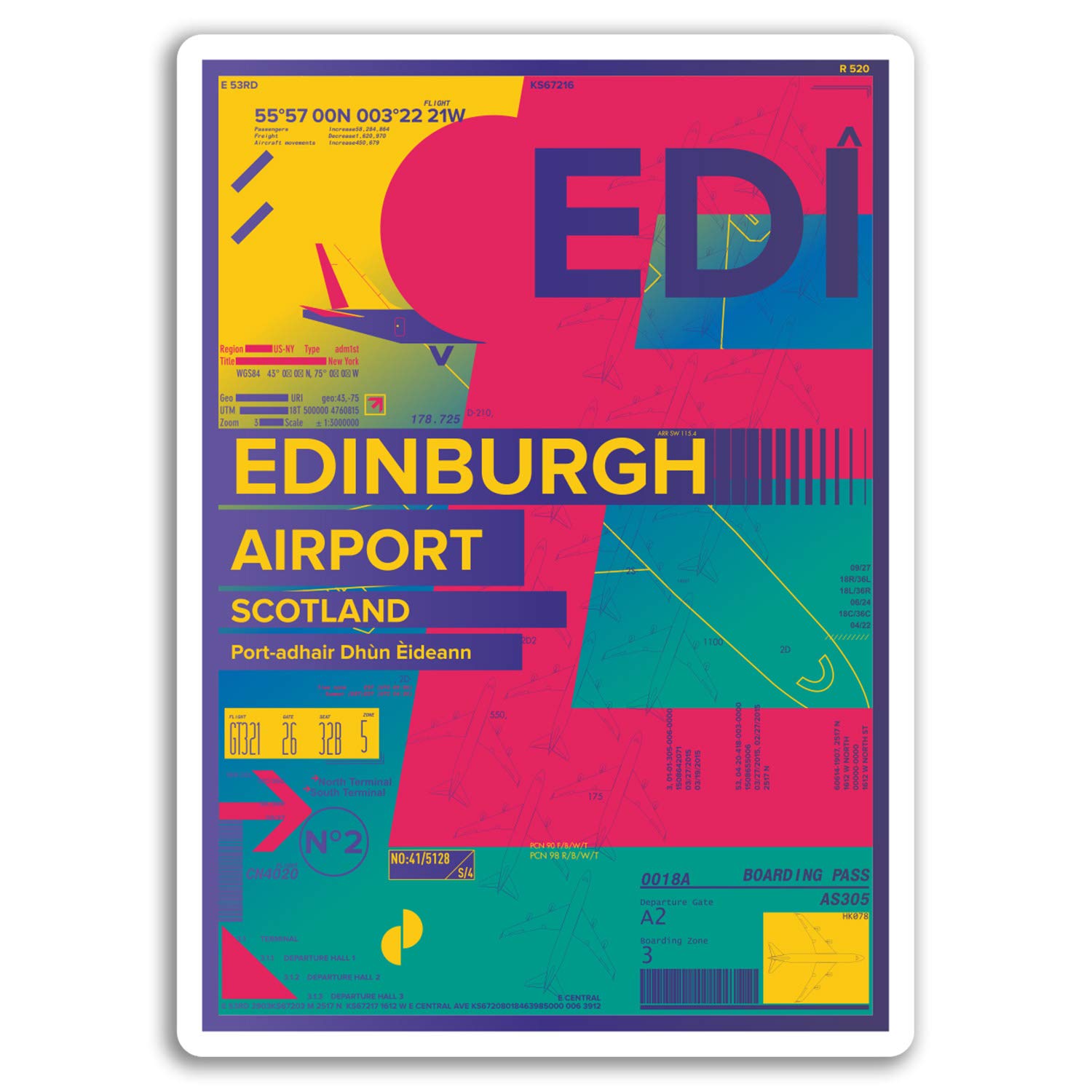 Destinationvinyl Multi 2 X 10Cm Edinburgh Airport Vinyl Stickers - Scotland Uk Travel Sticker #17395 (10Cm Tall)