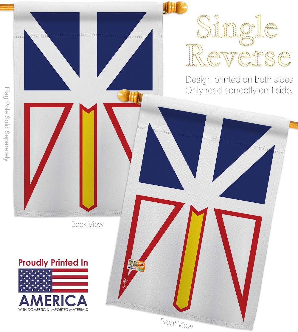 Newfoundland Garden House Flags Set Regional Canada Provinces Canadian Territories Region Country Particular Area Small Decorative Gift Yard Banner Made In USA 28 X 40