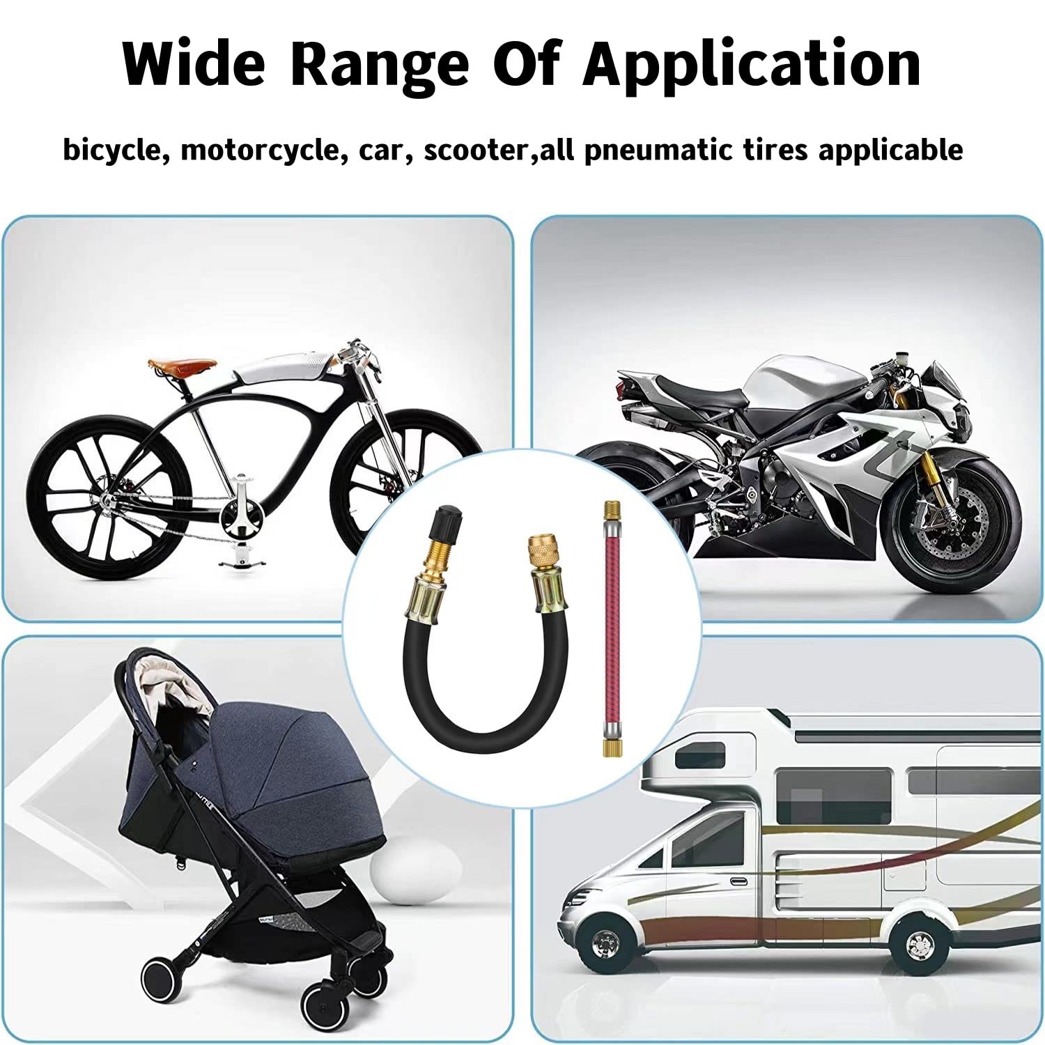 Pneumatici Estensione Valvola Prolunga valvola Adattatore 2 Pezzi Prolunga per Valvola in Rame per Scooter MonopattinoAuto Moto Bici Scooter Camion Gomma Estensori Valvola | Estensione valvola