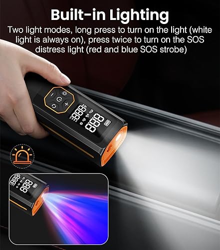 Miniatura 7 de PECHAM Inflador de neumáticos, compresor de aire portátil, batería USB 5 V, 20000 mAh, bomba de neumáticos inalámbrica de 160 PSI, bomba de aire