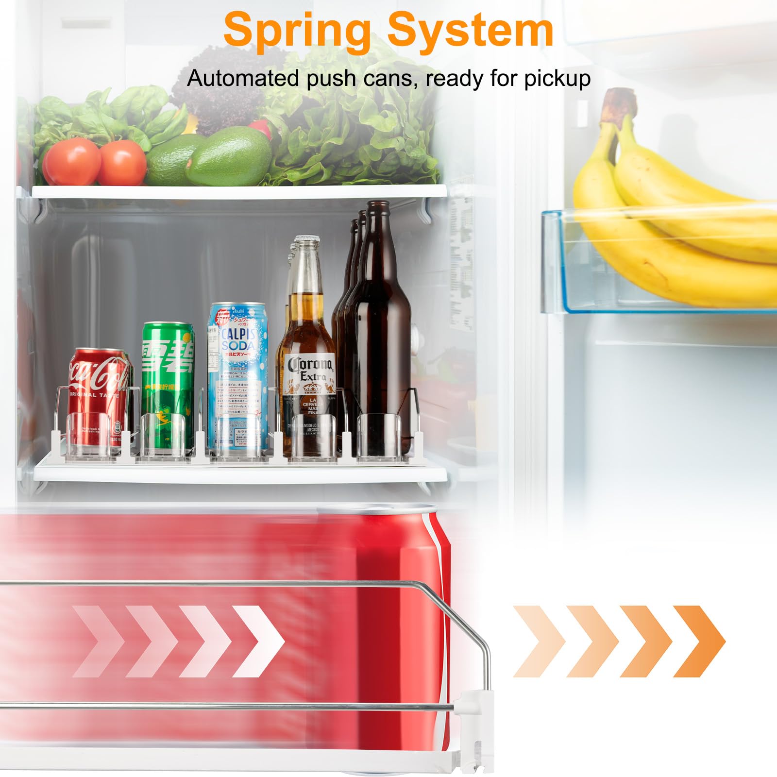 VINATO Organizador Nevera Dispensador de Latas para Frigorifico Organizador Latas Nevera Dispensador Cerveza 5 Filas Automático Ajustable